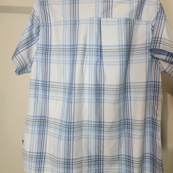 Blue and White Plaid Short Sleeve Shirt - Picture 3 of 3